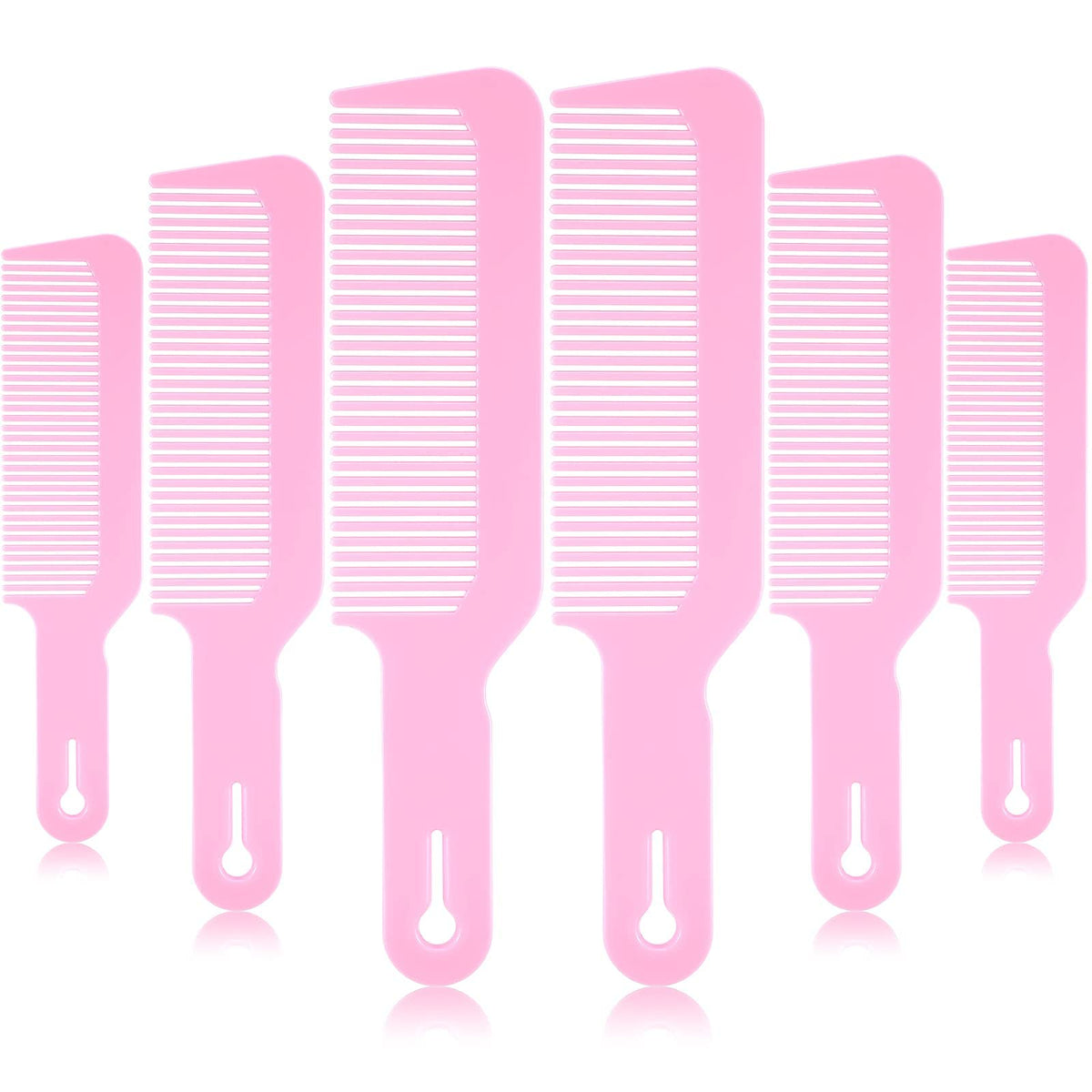 Boao 6 Pack Barber Combs - 9 Inch Heat Resistant Clipper Combs for Flattops, Pink