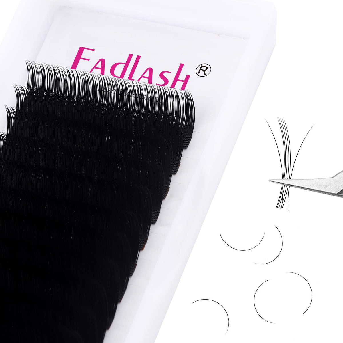 FADLASH Classic Volume Lash Extensions 0.05 C Curl 9-17mm Silk Mixed Tray - Black