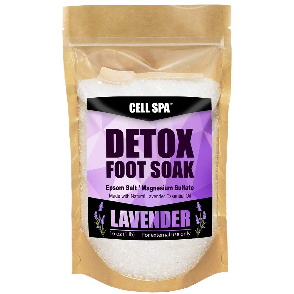 Cell Spa Lavender Epsom Salt Detox Foot Soak - 16 Oz Magnesium Sulfate For Stress Relief & Soft Feet