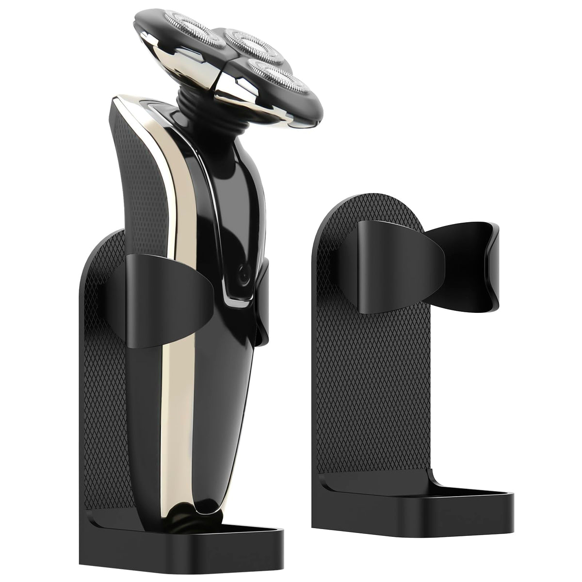 Linkidea Adjustable Electric Shaver Holder - 2 Pack Self Adhesive Razor Stand For Philips (Black)