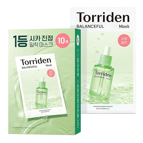 Torriden Cica Facial Masks (10 Sheets) - Soothing 5D Cica & Hyaluronic Acid, Korean Skincare