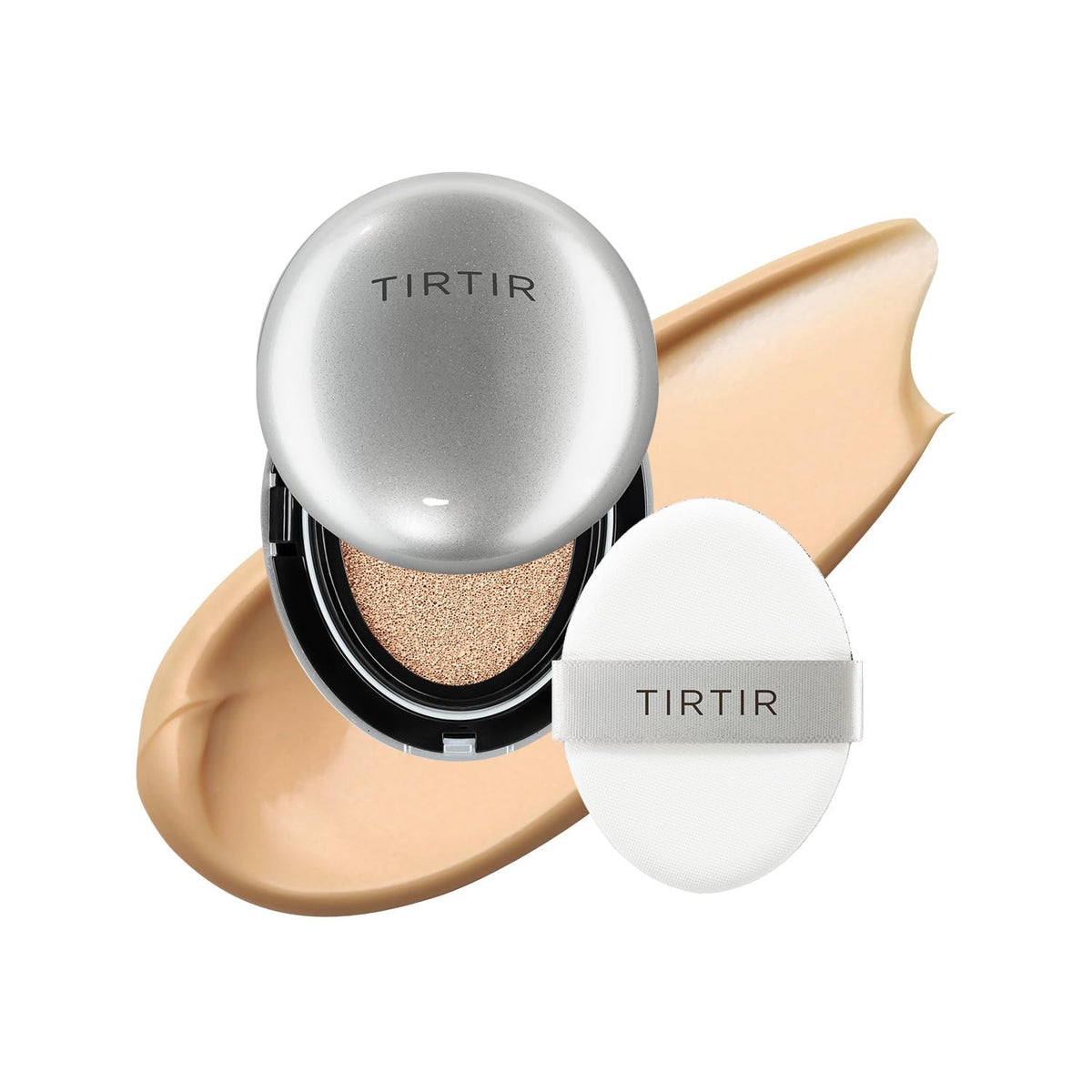 Tirtir Aura Glow Silver Cushion Foundation, 25N Mocha, 0.15 Fl Oz - Korean Beauty Makeup