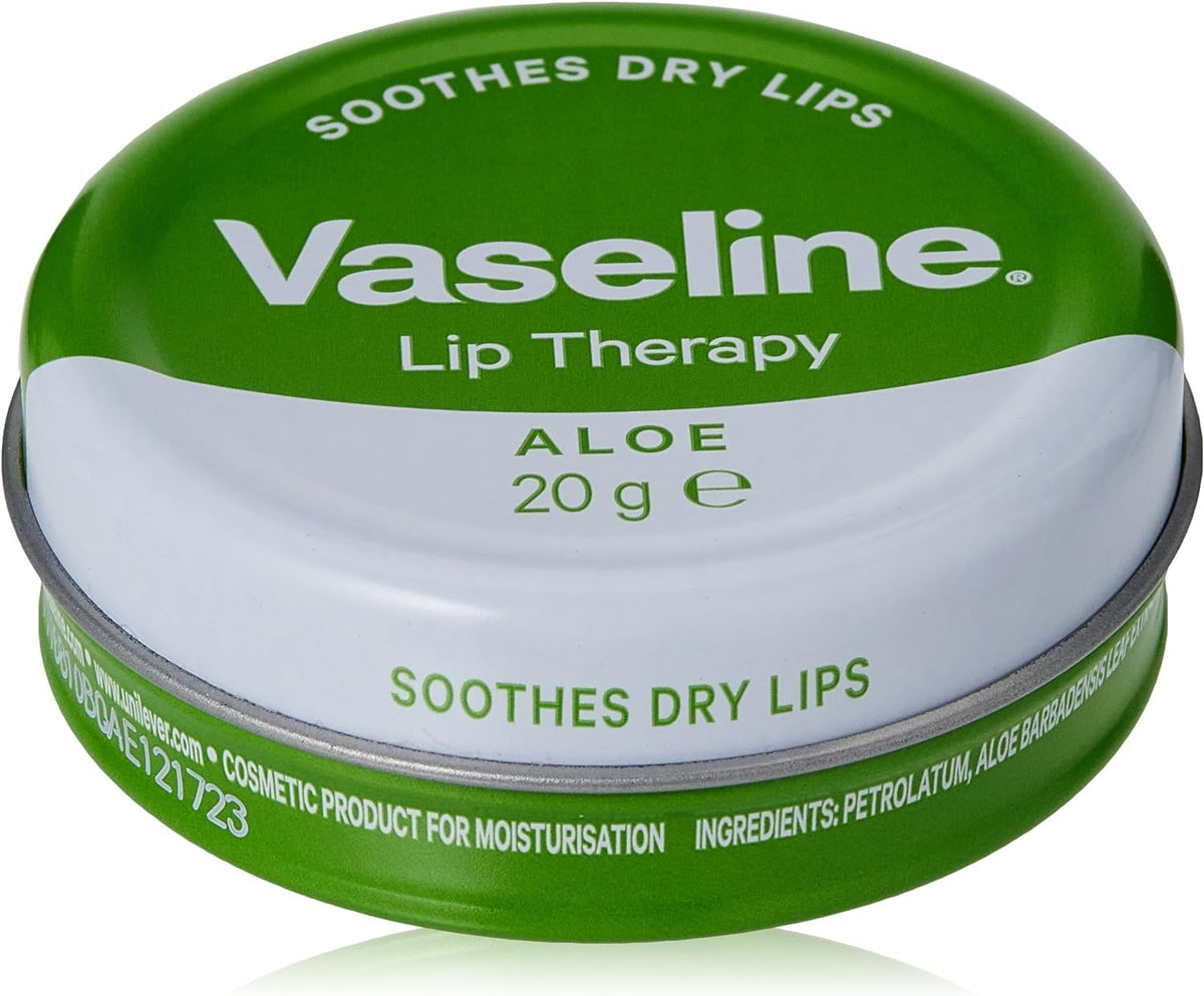 Vaseline Aloe Vera Lip Balm 20G (6-Pack) - Moisturizing & Soothing For Soft Lips