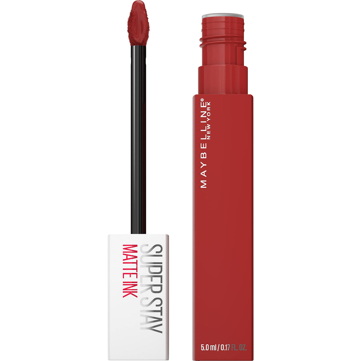 Maybelline Super Stay Matte Ink Liquid Lipstick, 16H Wear, Hustler Red Brown, 0.17 Fl Oz