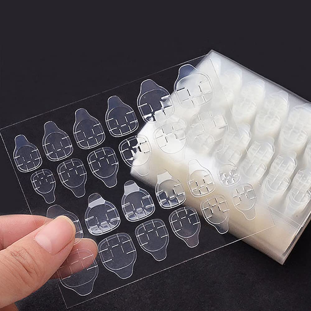 Mwellewm 100 Sheets Clear Nail Glue Stickers, Waterproof Double Sided Jelly Adhesive Tabs