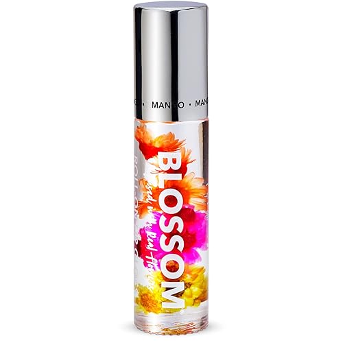 Blossom Lip Gloss - Scented High Shine Moisturizing Lip Oil With Real Flowers, 0.2Oz, Mango