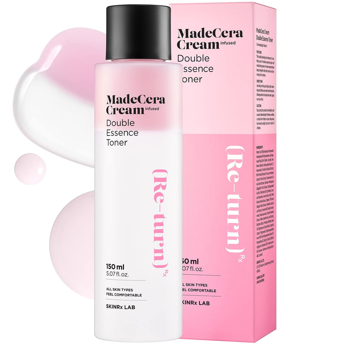 Skinrxlab Madecera Cream Double Essence Toner 150Ml - Hydrating, Soothing, Moisturizing Strawberry