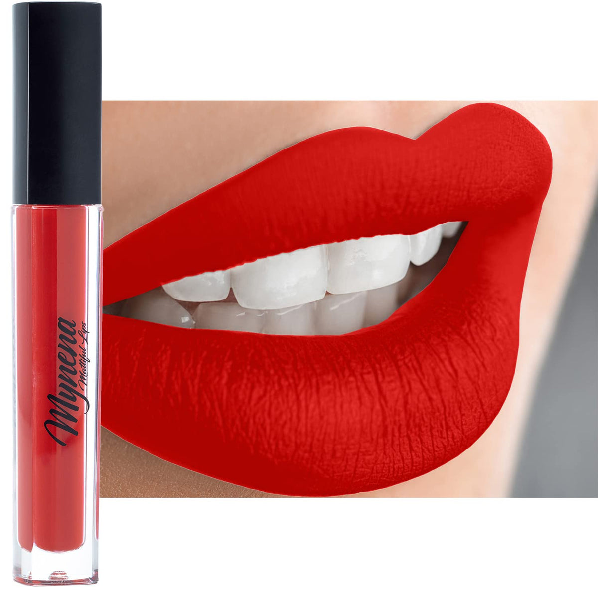 Mynena Long Lasting Waterproof Orange Red Liquid Lipstick | Lightweight, No Smudge, Gluten-Free