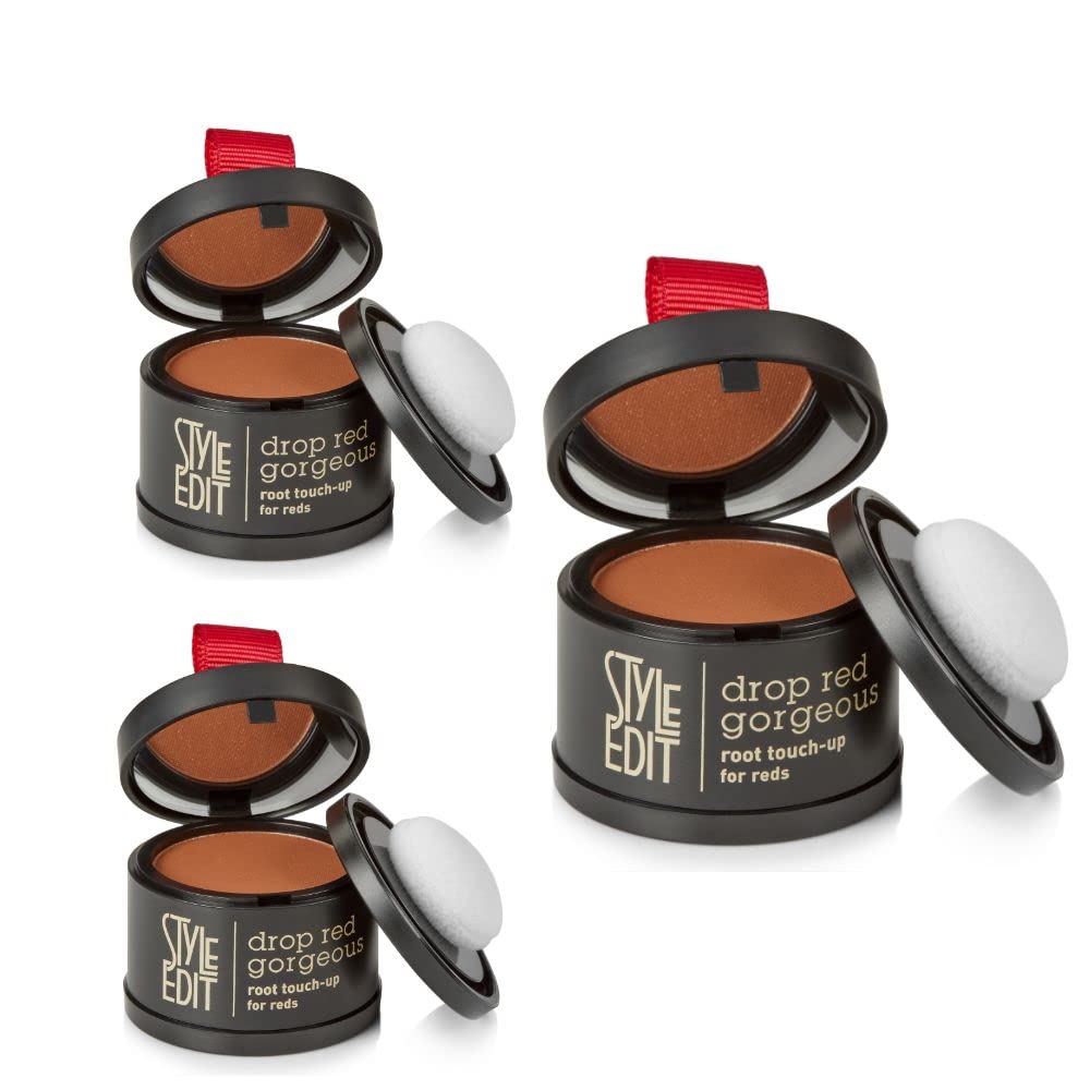 Style Edit Root Touch Up Powder, Medium Red, 3 Pack - Water Resistant & Mess-Free Hair Color