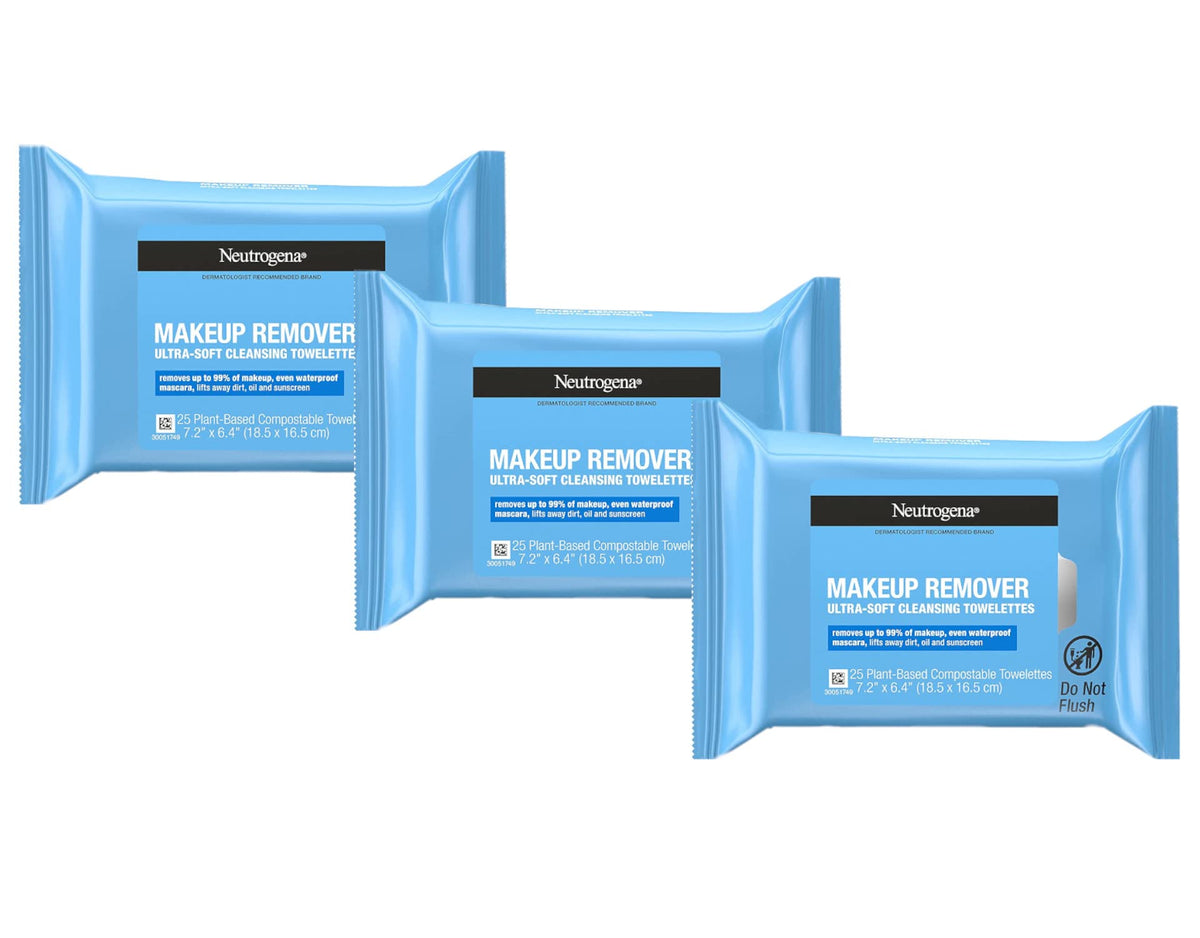 Neutrogena Makeup Remover Cleansing Towelettes, 25 Count, Remove Dirt, Oil & Waterproof Mascara