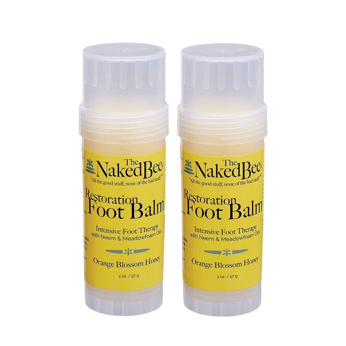 The Naked Bee Orange Blossom Honey Foot Balm, 2 Oz (Pack Of 2) - Moisturizing Neem Formula