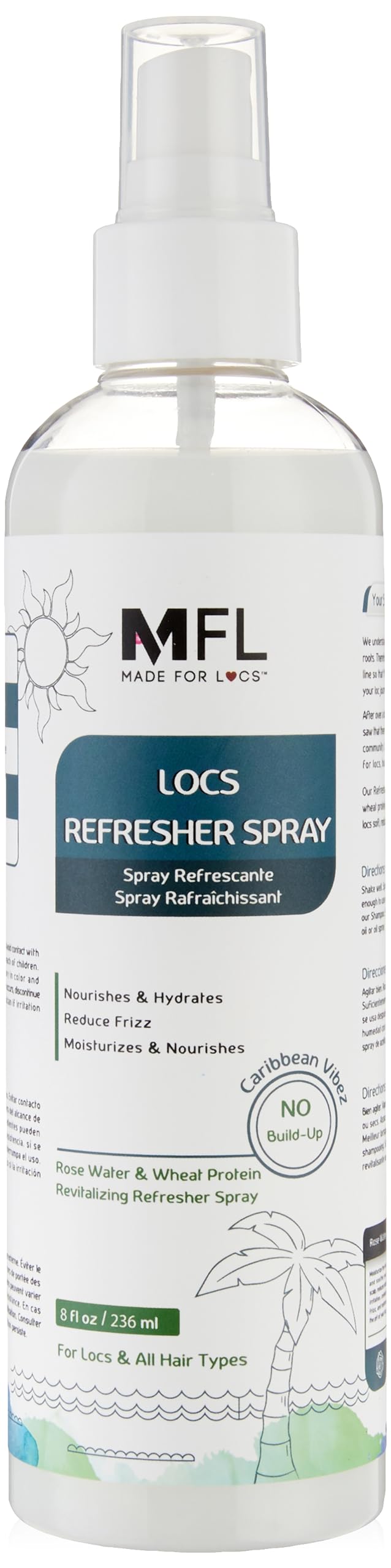 Mfl Made For Locs Vegan Rose Water Refresher Spray - Moisturizer & Deodorizer, 8 Oz