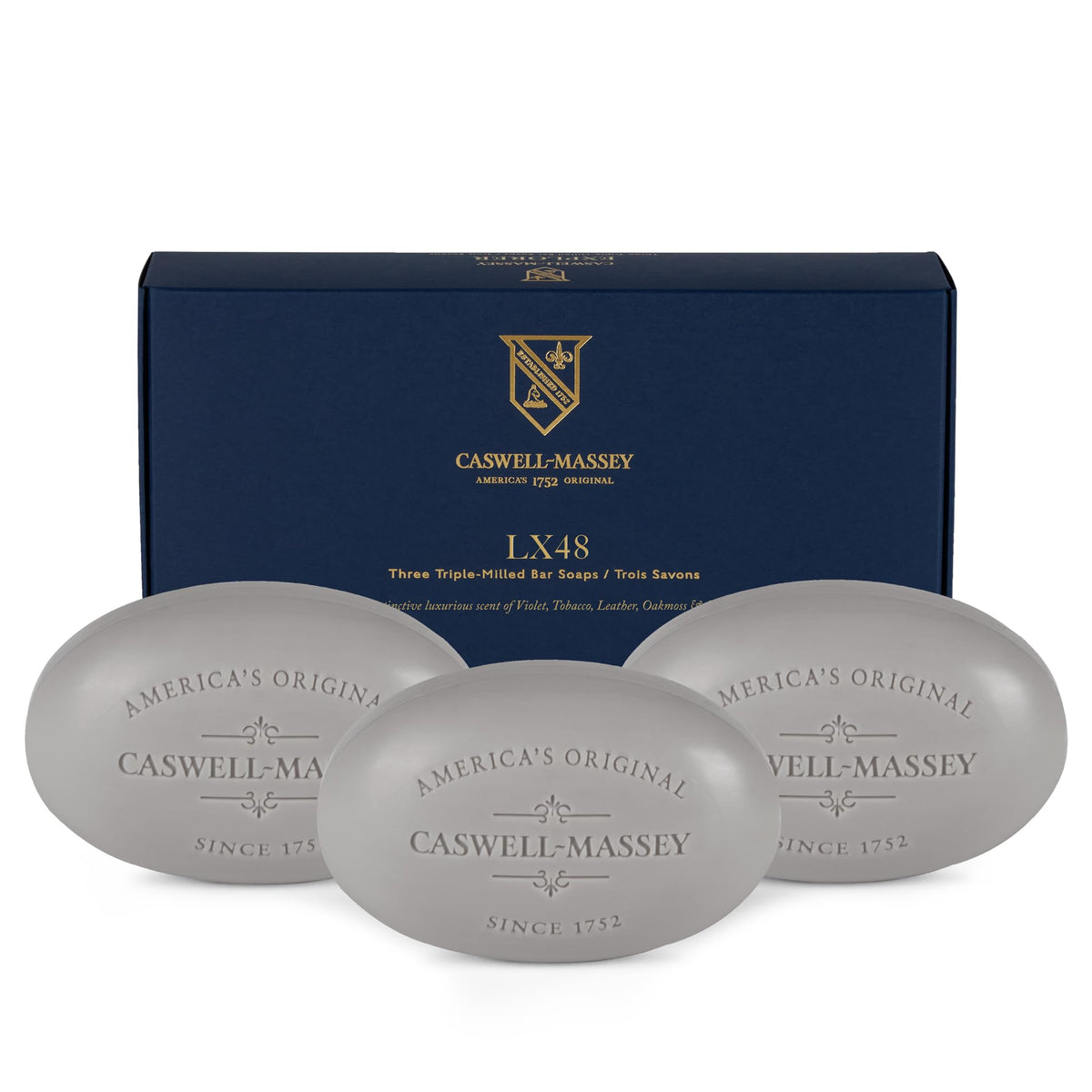 Caswell-Massey Triple Milled Lx48 Soap Set - 3 Natural Bar Soaps For Men, Moisturizing 5.