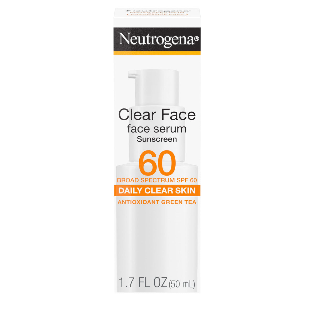 Neutrogena Clear Face Serum Sunscreen Spf 60, Non-Comedogenic, Oxybenzone-Free, 1.7