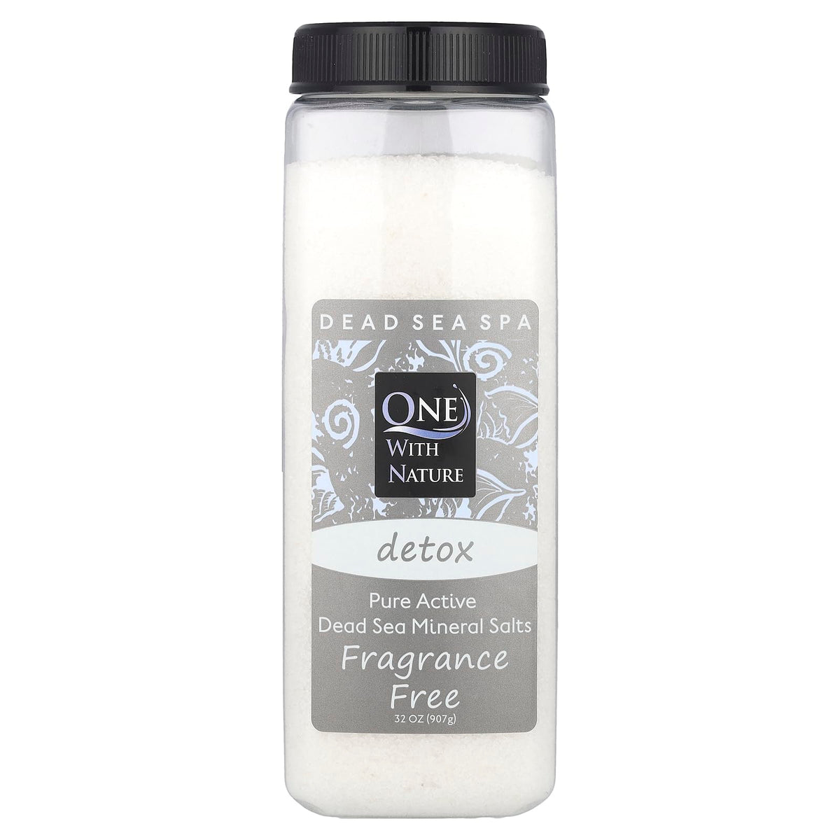 One With Nature Bath Salt Detox, Fragrance Free, 32 Ounce, White, Natural Wellness