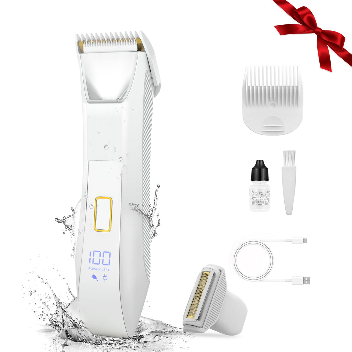 Bomic Electric Bikini Trimmer For Women, 2-In-1 Body & Pubic Hair Shaver, Waterproof, Led Display