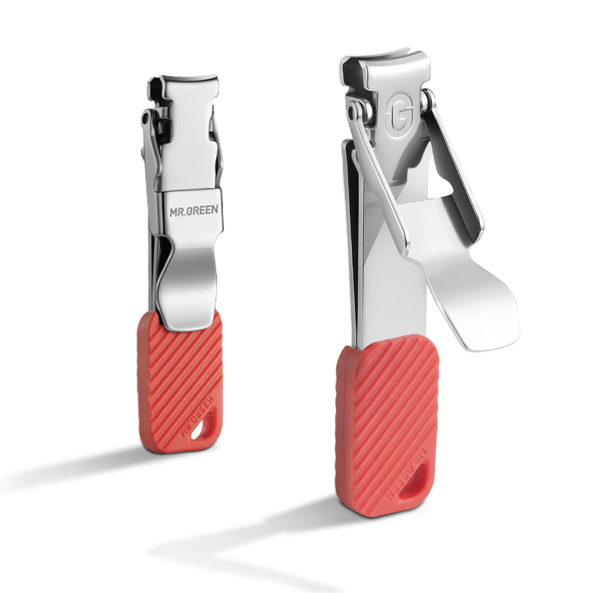 Mr.Green Foldable Nail Clippers - Portable Stainless Steel Fingernail Cutter With Key Chain (Red)