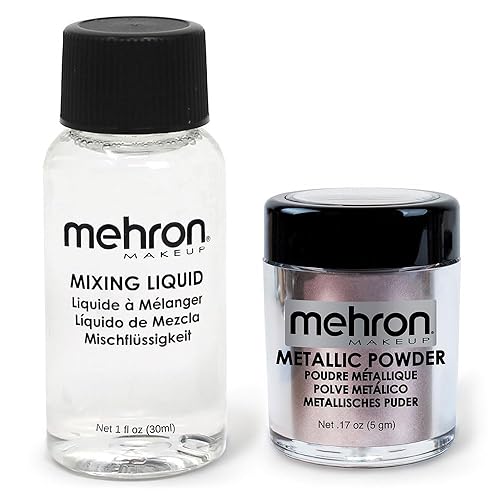 Mehron Makeup Metallic Powder & Mixing Liquid Set - Lavender, 1 Oz, Ideal For Face & Body Art