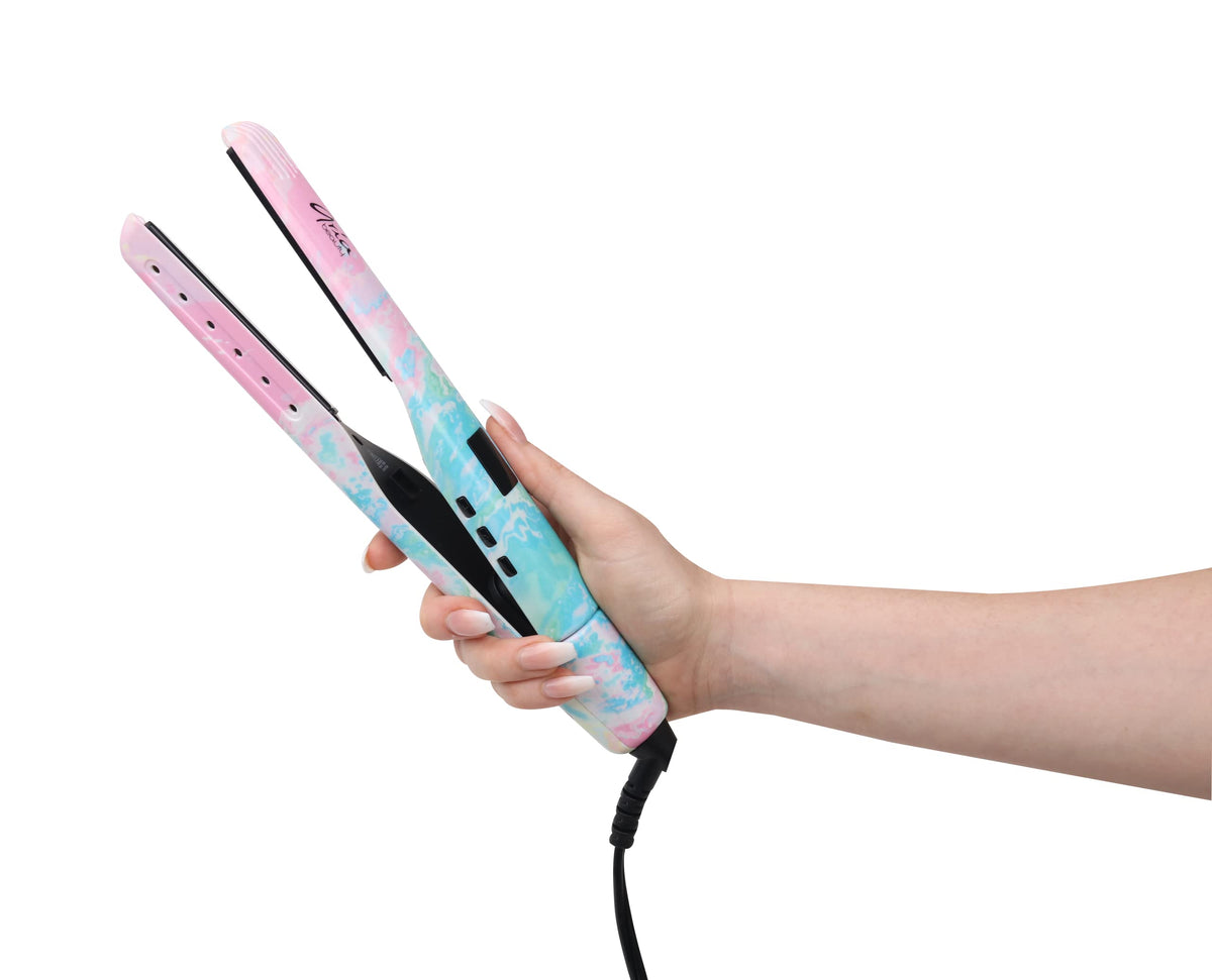 Aria Beauty Twist Flat Iron - Ceramic Tourmaline, Digital Display, Pastel Dream, All Hair Types