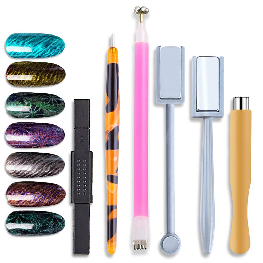 Wokoto 6Pcs Dual-Ended Nail Magnet Pen Set For Gel Polish & 3D Cat Eye Nail Art