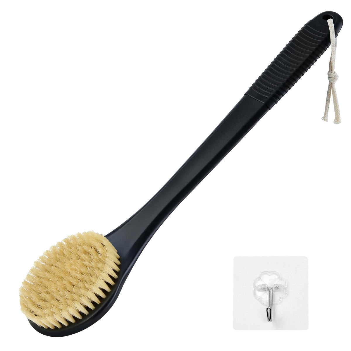 Vanzavanzu Back Scrubber For Shower, 17&quot; Long Handle Exfoliator With Non-Slip Grip, Grey