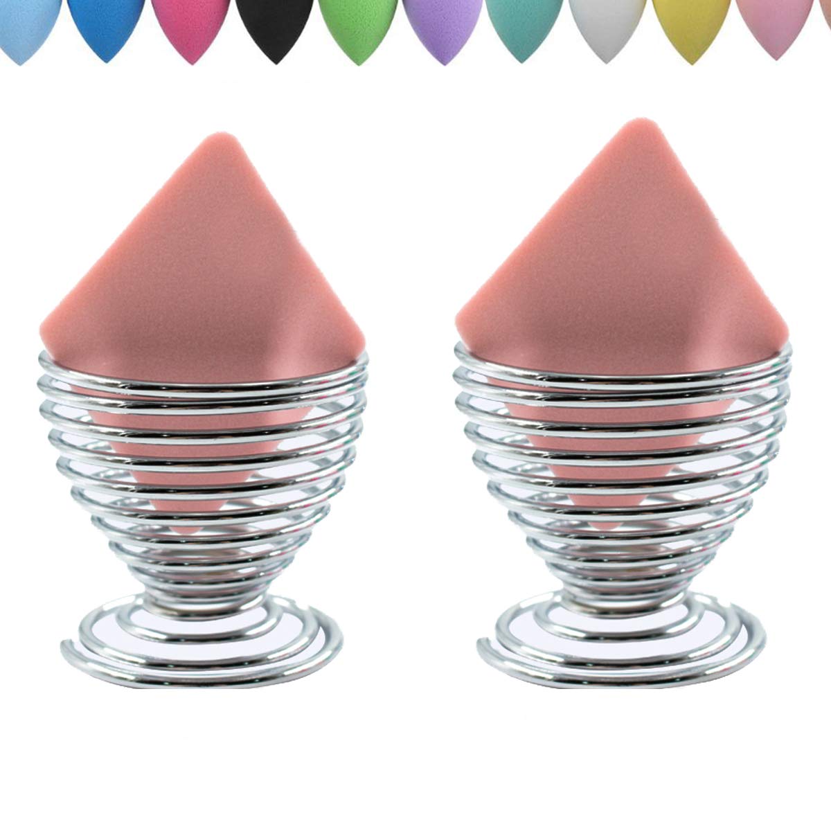 LanMa Silver Beauty Sponge Blender Holder, 2 Pack Makeup Drying Stand for Powder Puff Display