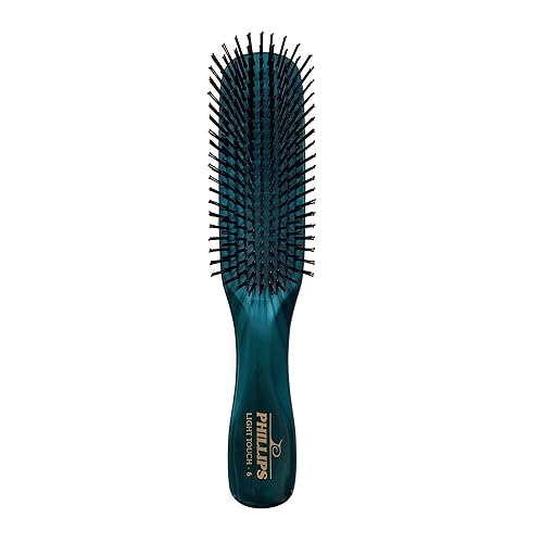 Phillips Brush Emerald Light Touch Hair Brush - Gem Collection, Nylon, 6 Rows