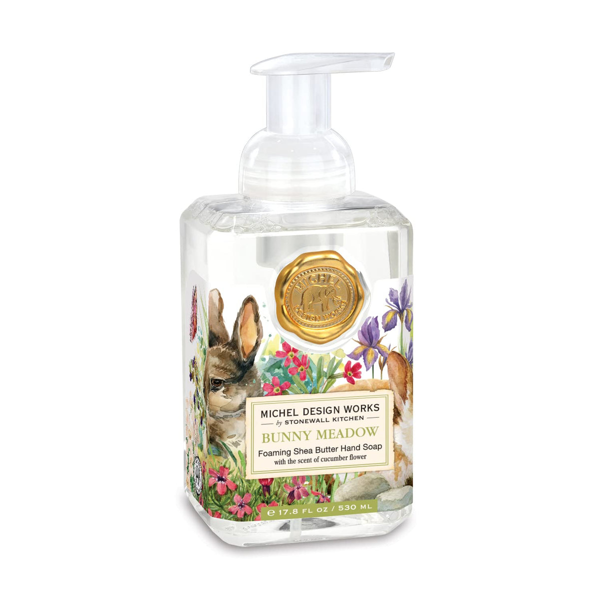 Michel Design Works Foaming Hand Soap, Bunny Meadow - 17.8 Fl Oz, Perfect For Spring Decor