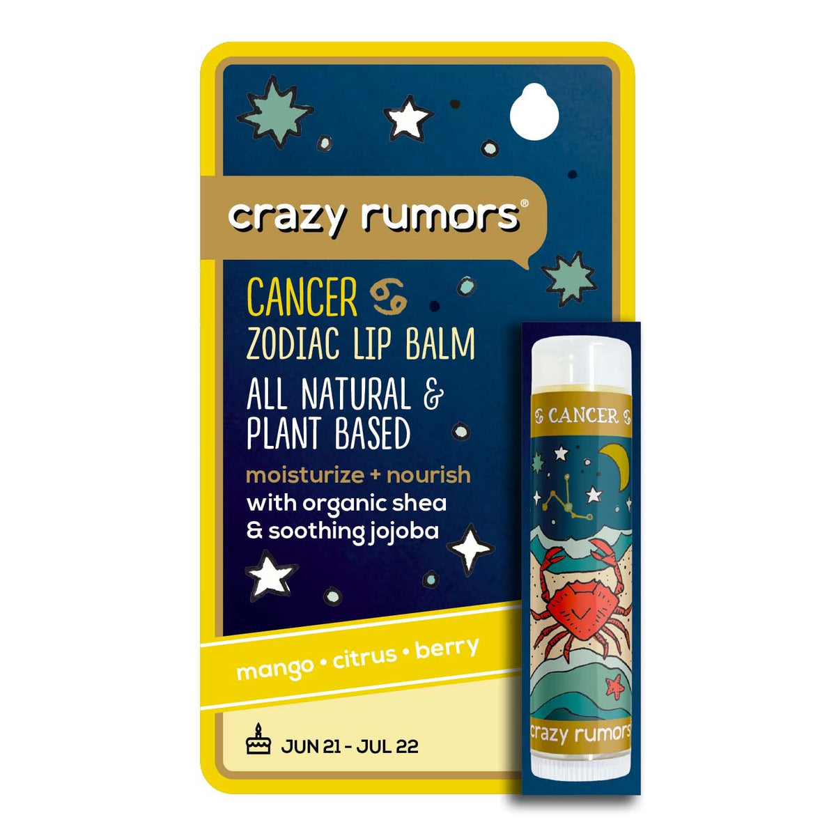 Crazy Rumors Tropical Mango Lip Balm - All Natural, Plant Based Moisturizer For Lips