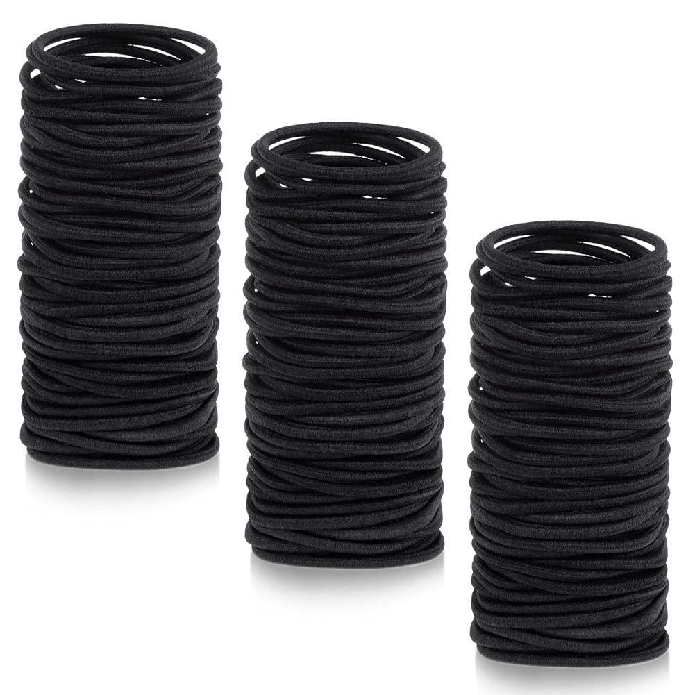 Anezus 250 Pcs Black Hair Ties - Elastic Rubber Bands For Women, Girls, Toddlers, Men, 3