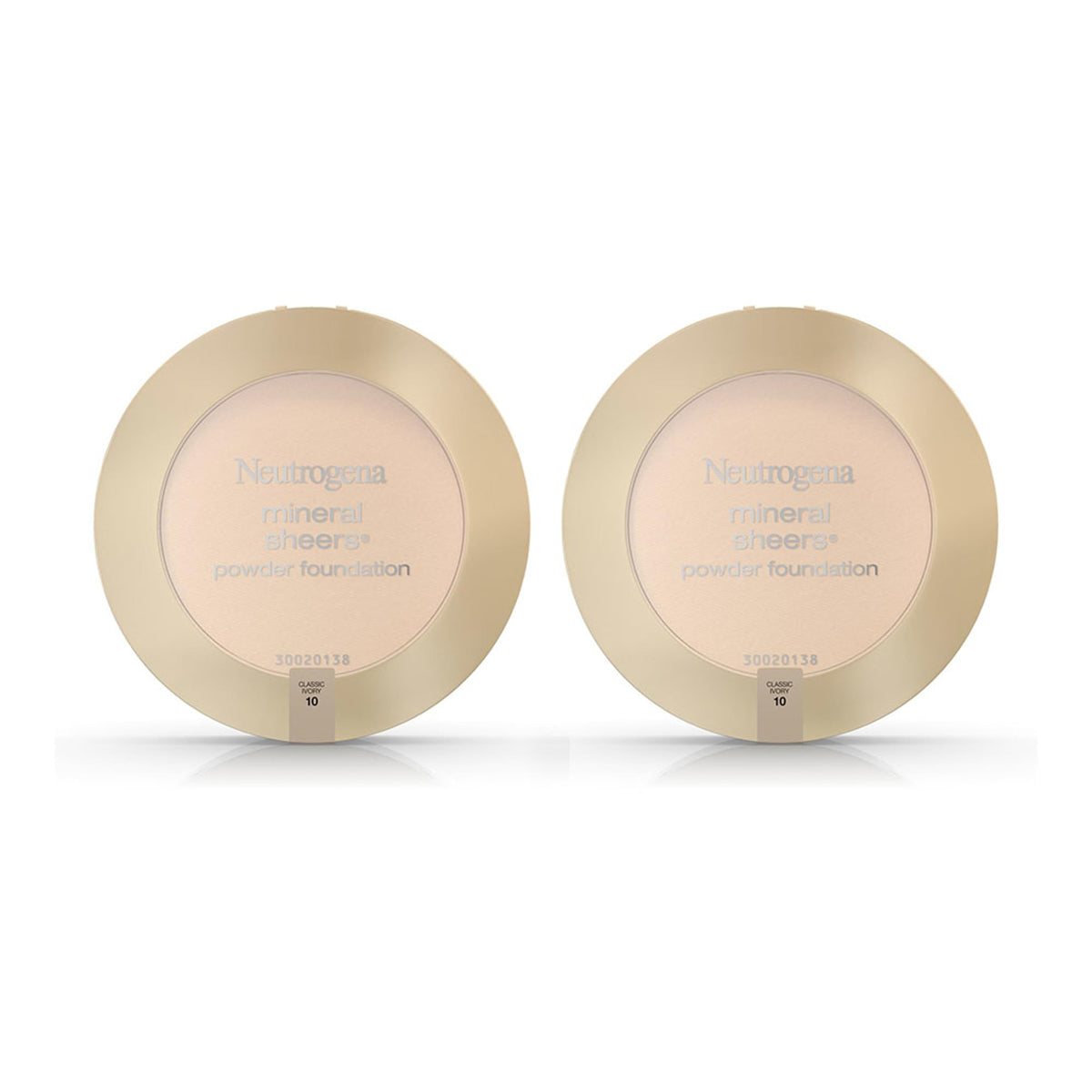 Neutrogena Mineral Sheers Compact Powder Foundation, Oil-Free, Fragrance-Free, Classic Ivory 10, 2-Pack