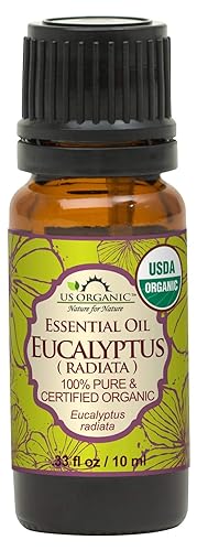 US Organic Eucalyptus Essential Oil - 100% Pure Radiata, USDA Certified, 10ml with Euro Dropper