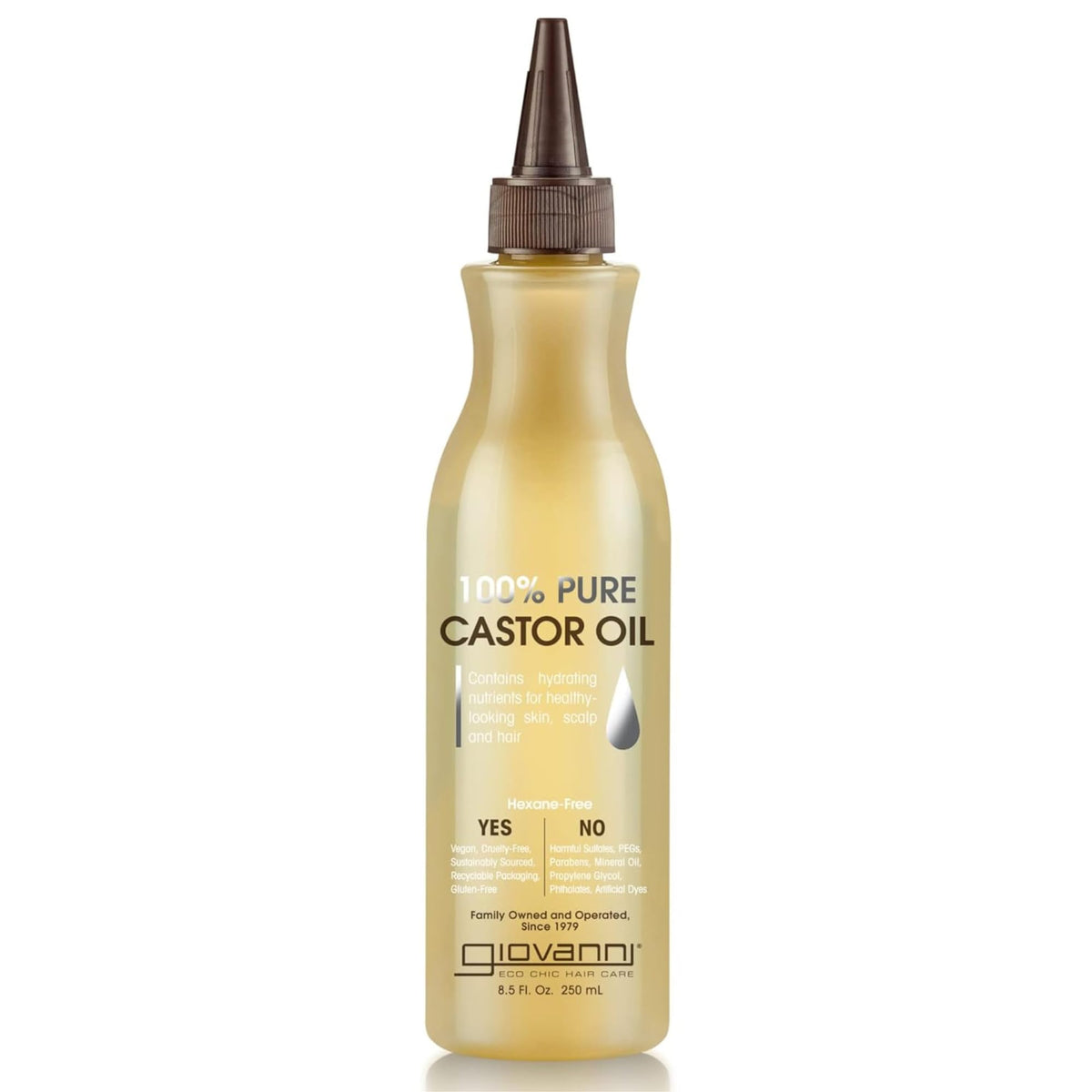 Giovanni 100% Pure Castor Oil - Moisturizes Hair & Scalp, Reduces Frizz, 8