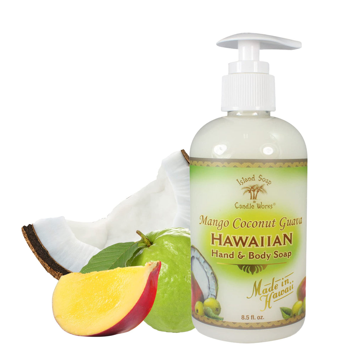 Island Soap & Candle Works Vegan Liquid Hand Soap - Mango Coconut Guava, 8.5 Fl Oz