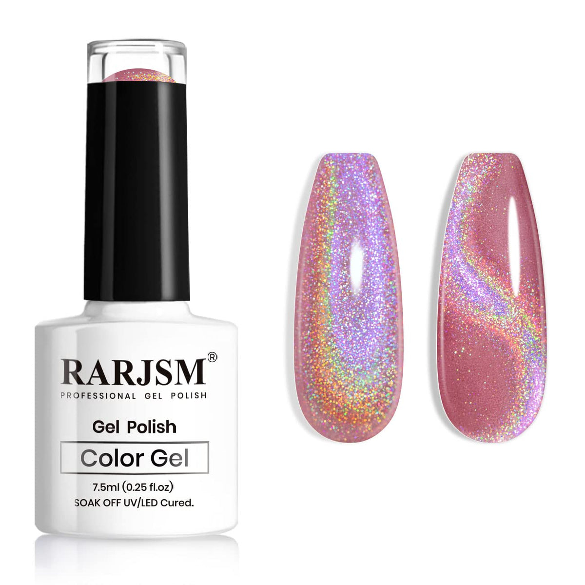 Rarjsm Cat Eye Gel Nail Polish - Red Galaxy Magnetic Holographic Glitter 7.5Ml