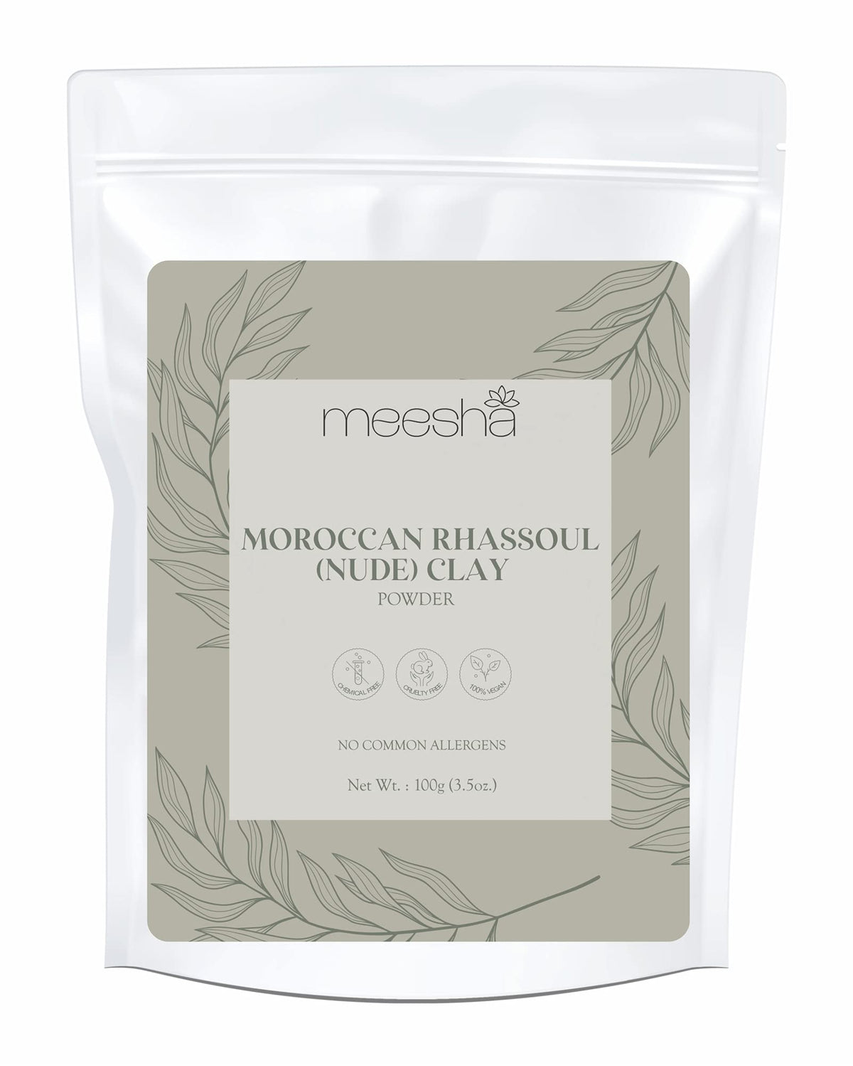 Meesha Moroccan Rhassoul Clay Powder 3.5 Oz | Deep Cleansing, Nourishing For Skin & Hair