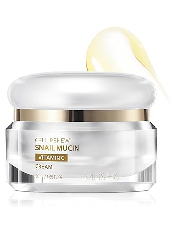 Missha Snail Mucin Vitamin C Cream 1.69 Fl Oz - Hydrating Korean Moisturizer For Youthful Glow