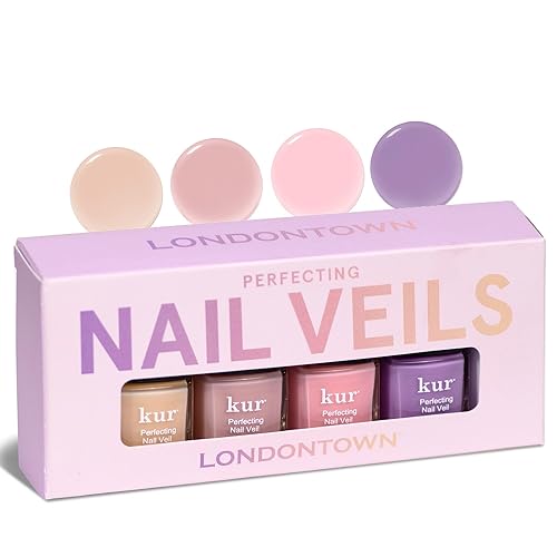 Londontown Perfecting Nail Veil Mini Set - Vegan Nail Care Color & Strengthener, 4 Piece