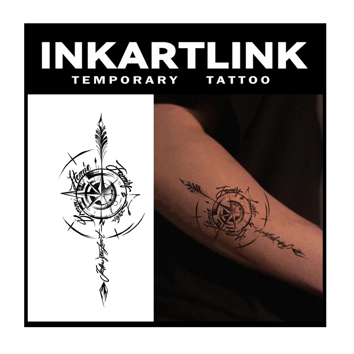 Inkartlink Large Semi-Permanent Tattoo Sheets - Waterproof, Realistic Starlight Design, Lasts 1-2 Weeks