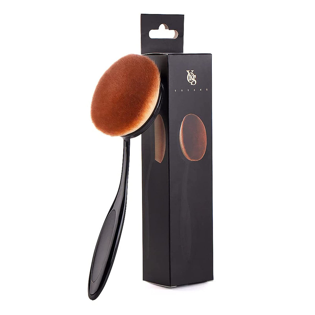 Yoseng Oval Foundation Brush - Large Toothbrush, Flawless Liquid & Cream Application, Black