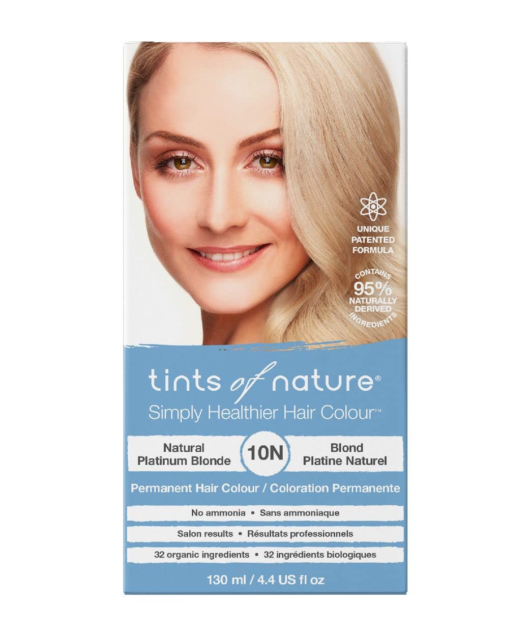 Tints Of Nature 10N Platinum Blonde Hair Dye - Ammonia-Free, Nourishing, 130Ml