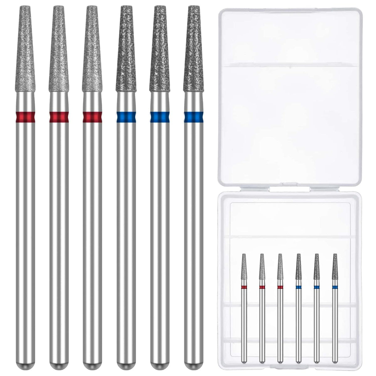 Difenni Tapered Barrel Nail Drill Bits With Storage Case - 3/32 Shank For Manicure & Pedicure