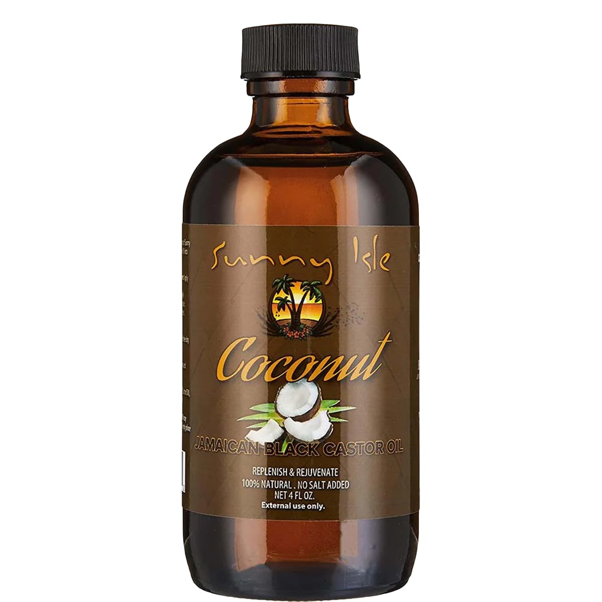 Sunny Isle Coconut Jamaican Black Castor Oil - 4oz, Nourishing Hair & Skin Oil, Natural Moisturizer