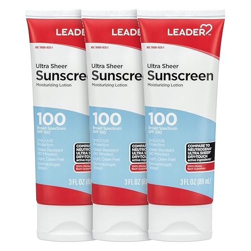 Leader Sunscreen Spf 100+, Ultra Sheer Water Resistant Lotion, 3 Fl Oz (3 Pack)