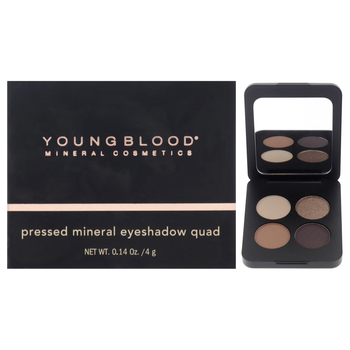 Youngblood Pressed Mineral Eyeshadow Quad - Taupe Smoke, 0.14 Oz, Cranberry Color