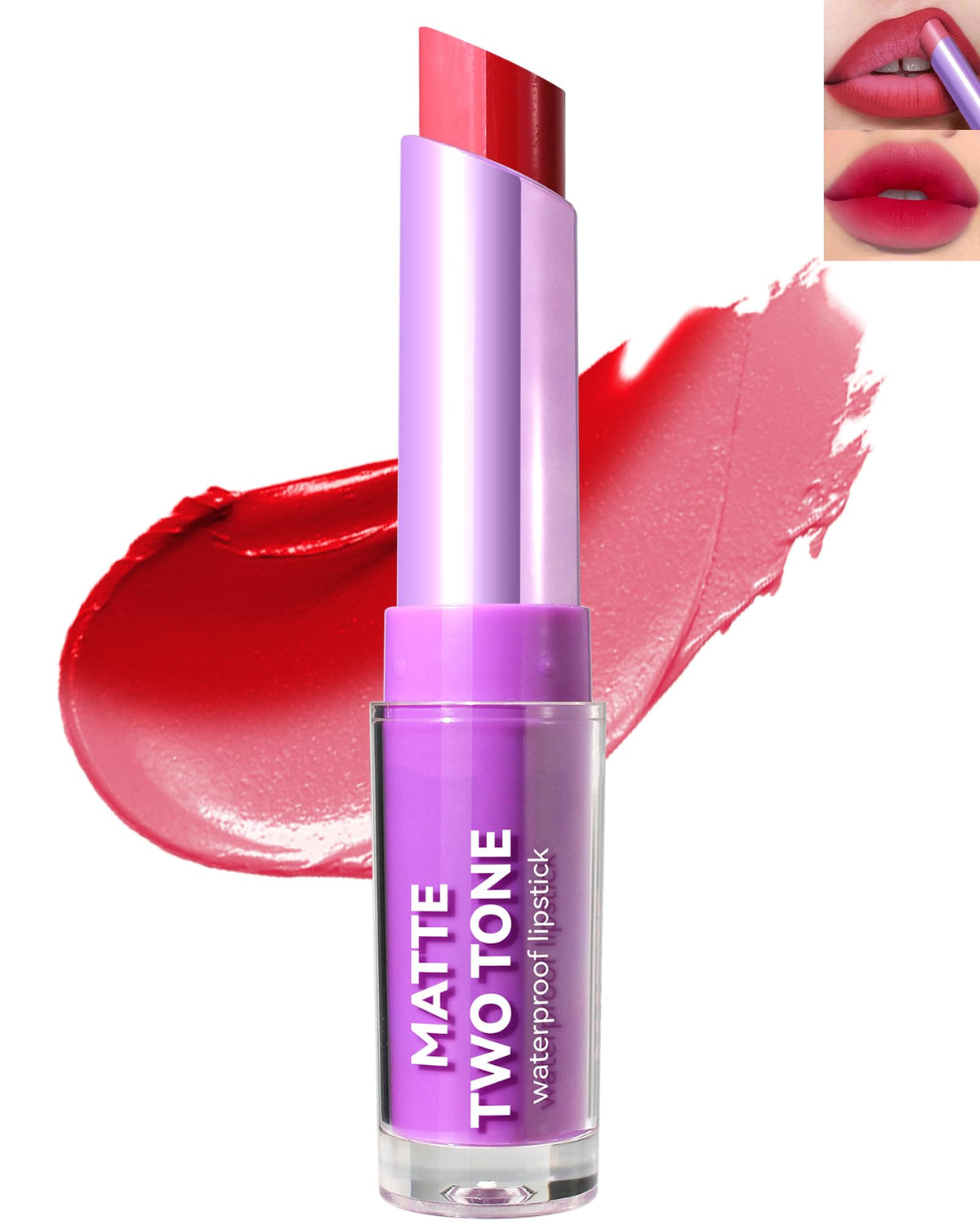 Lysdefeu Matte Velvet Lipstick 2-In-1 Lip Tint Balm - Longlasting Waterproof Color, Red Nude Pink