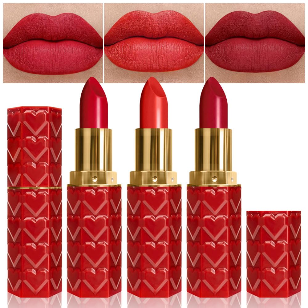 Cakaila 3 Pcs Matte Velvet Lipstick Set - Long Lasting, Waterproof, Natural Lip Makeup