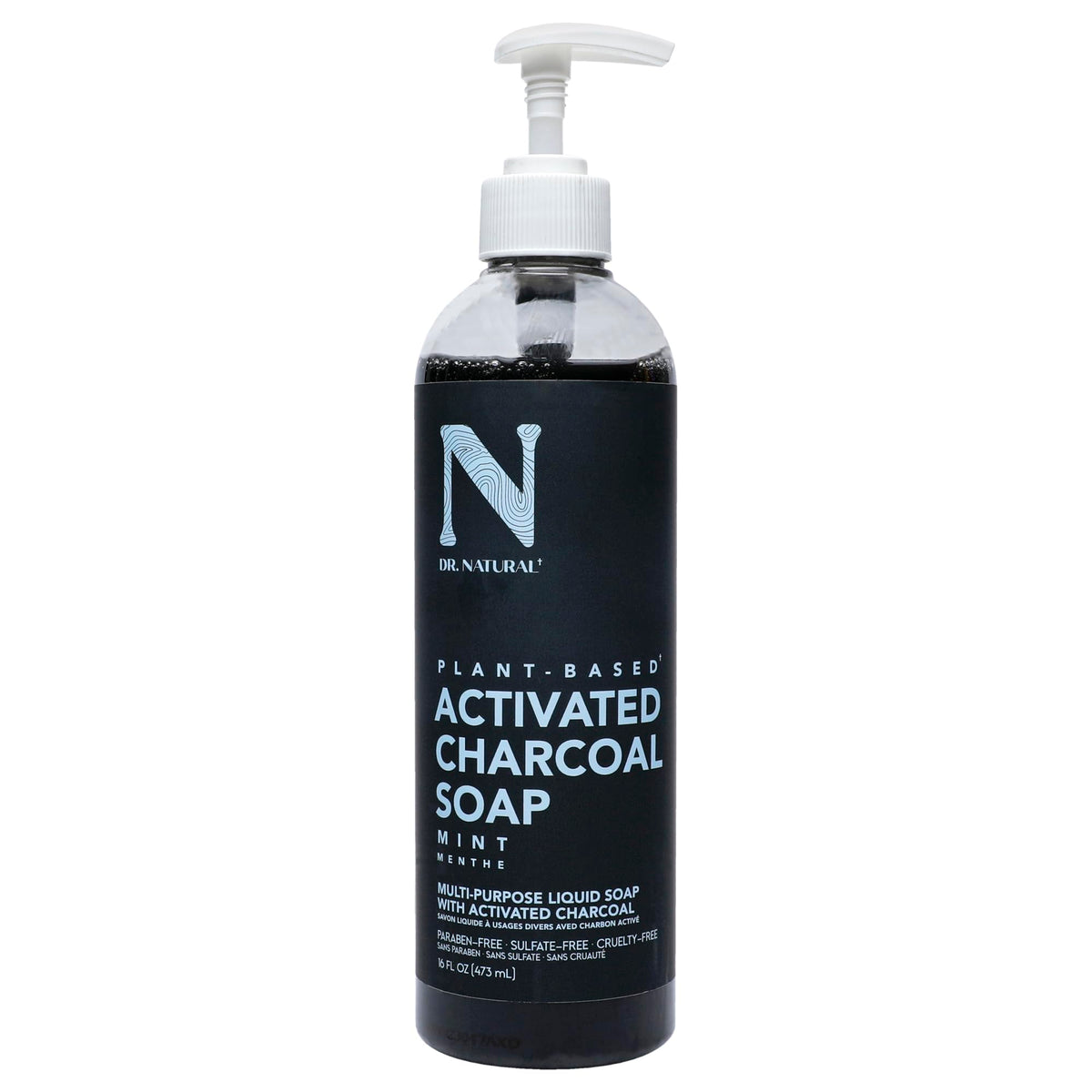 Dr Natural Charcoal Liquid Soap  Mint  16 oz  PlantBased  Made with Shea Butter  Rich in Essential Oils  ParabenFree  Sul