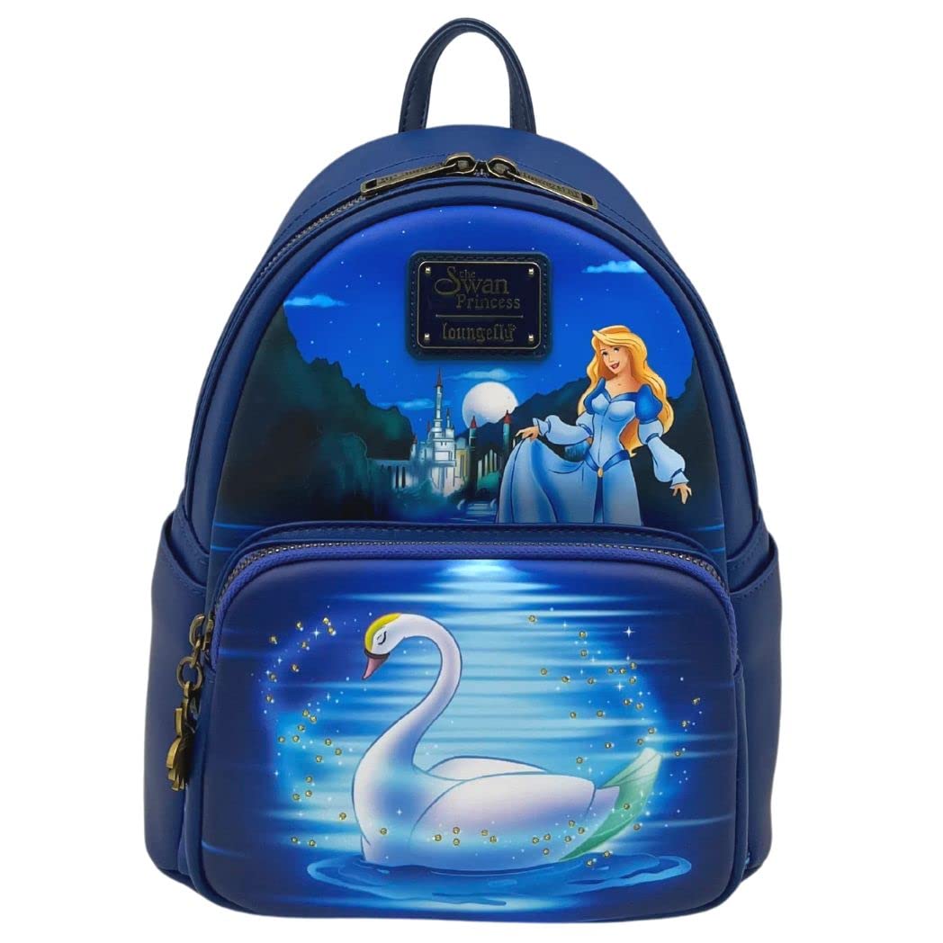 Loungefly Swan Princess Castle Scene Faux Leather Double Strap Shoulder Bag - Blue