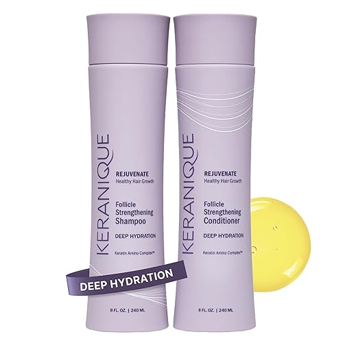 Keranique Hydrating Shampoo & Conditioner Set - Sulfate-Free For Dry, Thin, Damaged Hair 8 Fl Oz